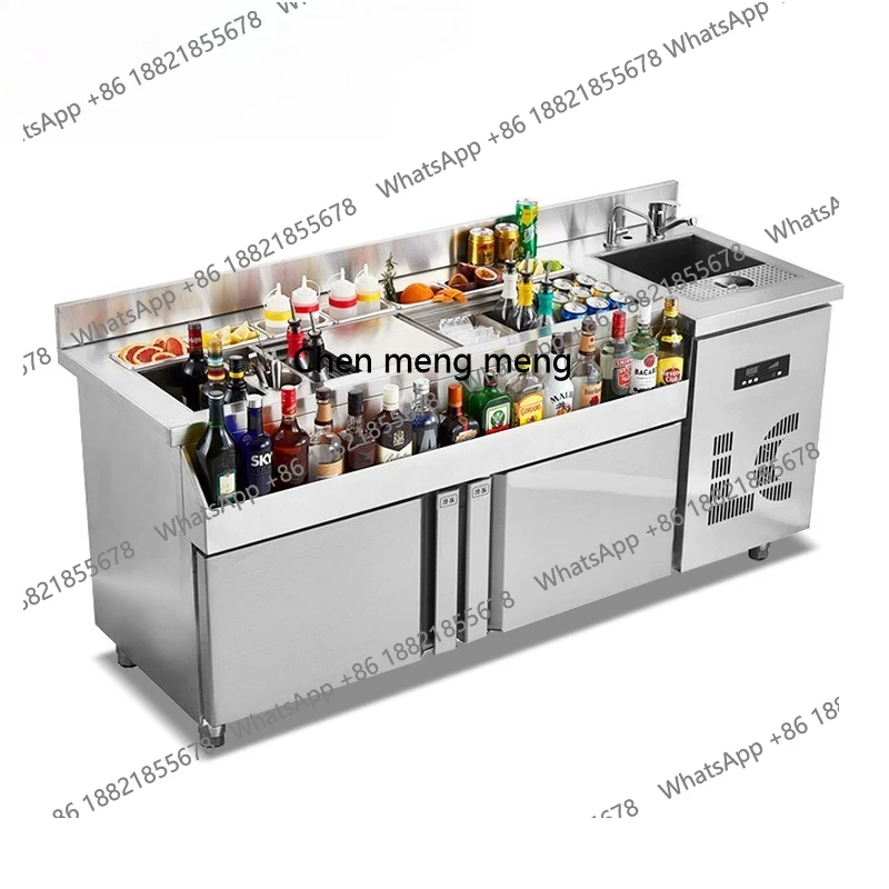 

Special-shaped double temperature workbench bar bartending table milk tea coffee shop refrigerated console