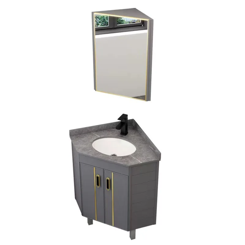 

Floor-to-ceiling space aluminum bathroom cabinet combination small apartment bathroom wash basin triangular washbasin corner was