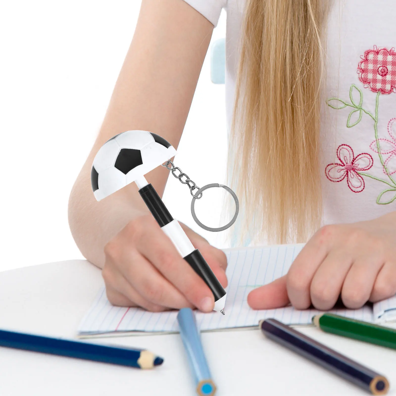 

2Pcs Soccer Ballpoint Pen Retractable Keychain Pen Sports Fan Gift Smooth Ink Writing Tool Soccer Pens Ballpoint Pens