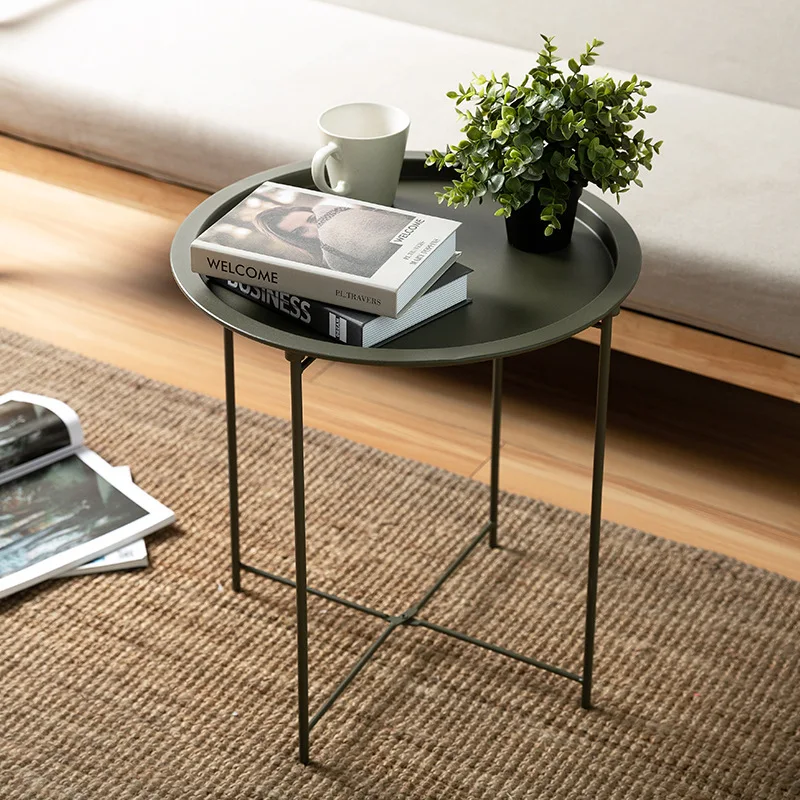 Modern Detachable White End Simple Nordic Small Round Table Metal Iron Side Coffee Table