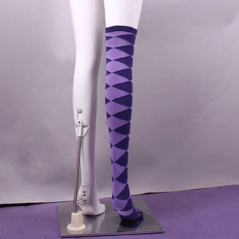 Anime Magi Madoka Magica Cos Akemi Homura Cosplay purple diamond shape Socks Accessory Women Costume Stretch cotton stockings A