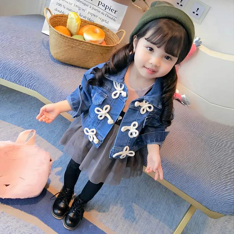 

Baby Girl Denim Jacket Korean Spring and Autumn Clothing Children 1-6 Years Old Girl Denim Coat