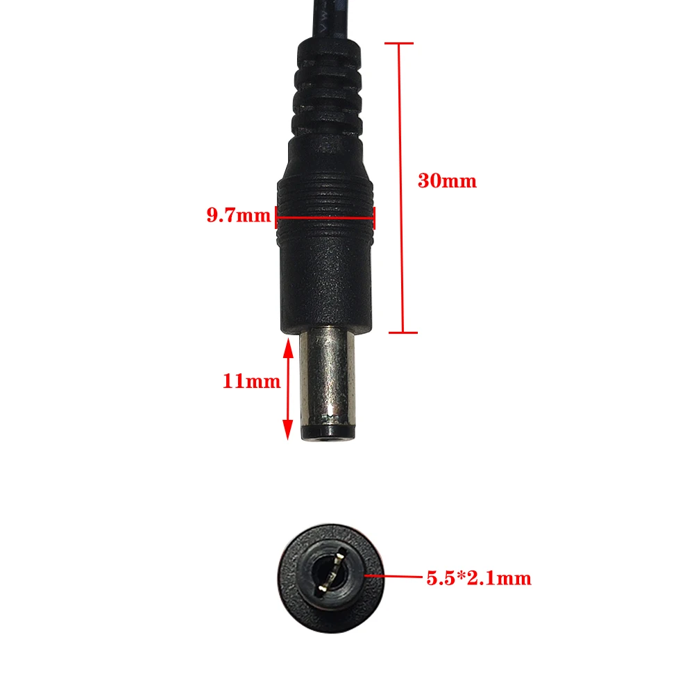 Battery Crocodile Clip to DC5.5*2.1mm Male Plug Connector Battery Clamp-on Charge Extension Cable 1.5M 22AWG DC Jack Conversion