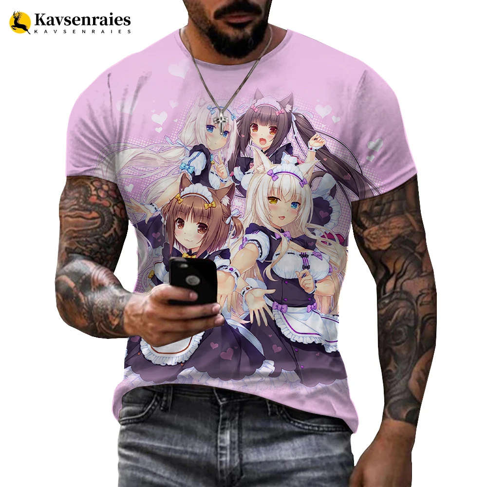 Cool T Shirt Men/women Nekopara Chocola Vanilla 3D Printed T-shirts Short Sleeve Harajuku Style Tshirt Streetwear Tops Tees 6XL