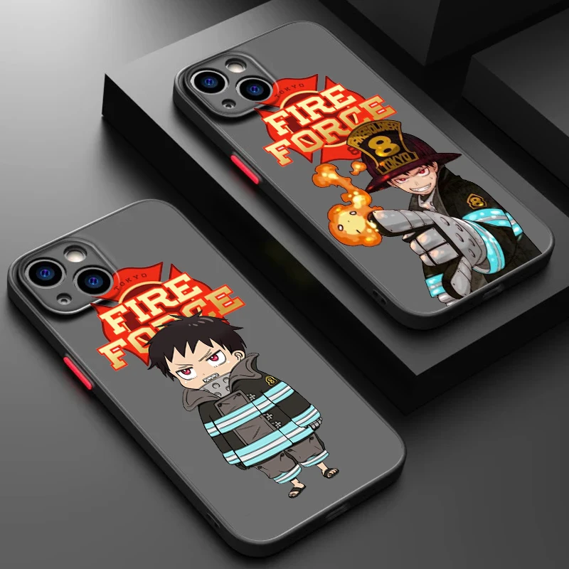 F-Fire Force Cool Anime Frosted Translucent For Apple iPhone 15 14 13 12 11 XS XR X 8 7 SE Pro Max Plus Mini Soft Phone Case