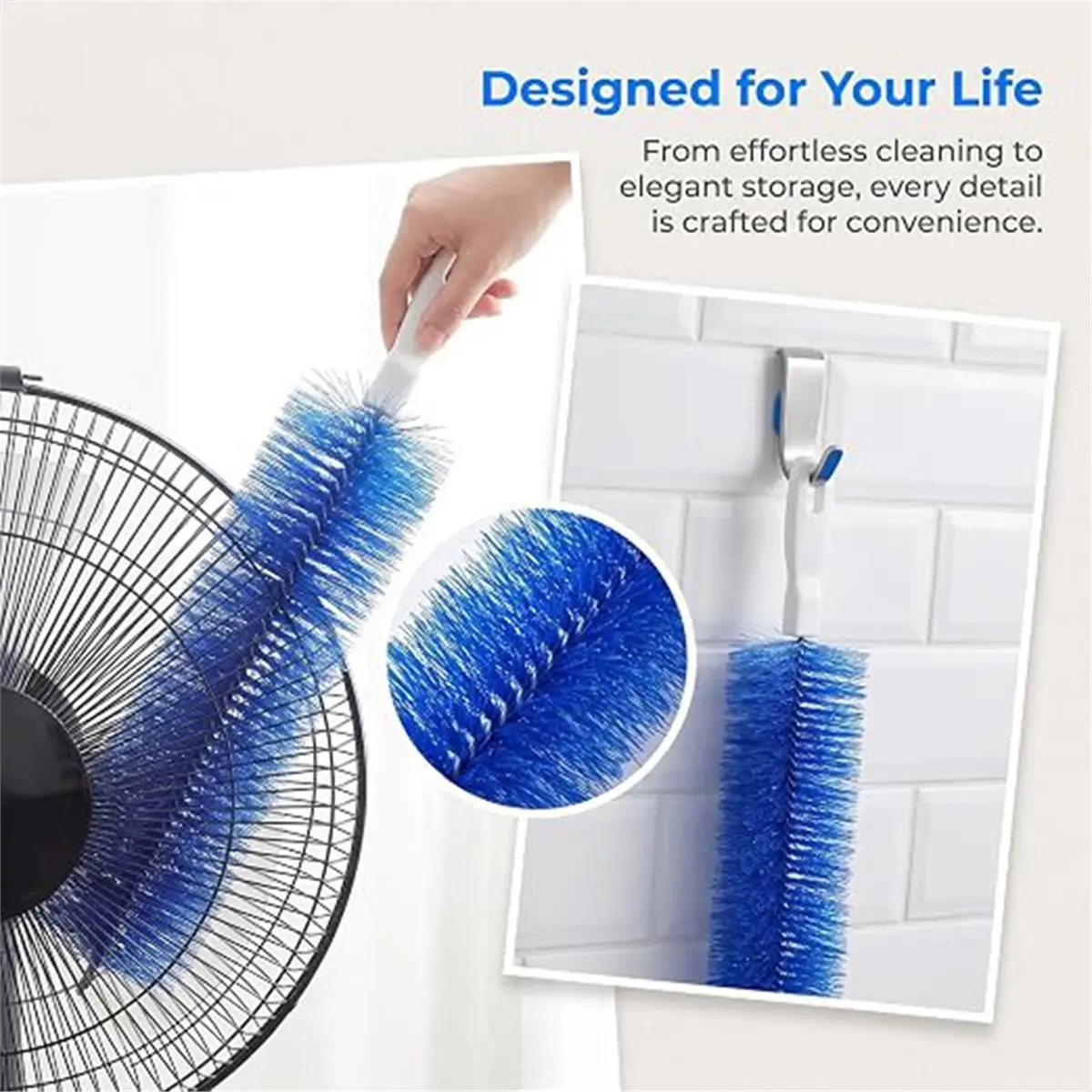 3 Counts Fan Cleaning Brush, Bendable Microfiber Head, Fan Cleaning Brush Dusting Brush, Washable