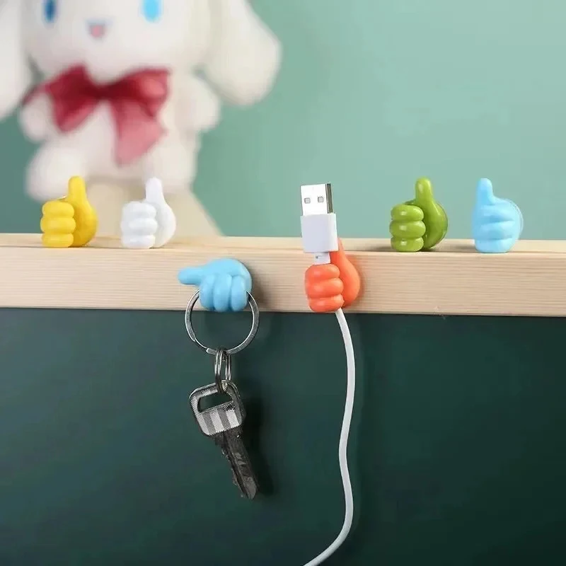 2/4pcs Hand-shaped Rubber Holder Glasses Cable Power Cord Charging Line Self Adhesive Mini Hook Car Storag Gadget Decorations