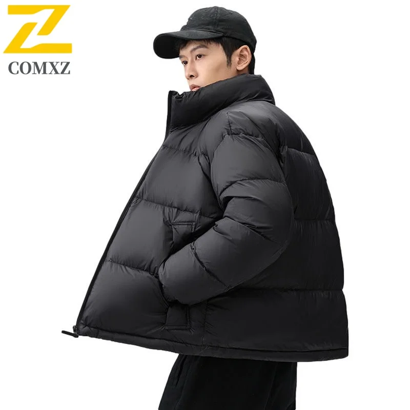 

COMXZ Men Cotton Padded Jacket 2025 Stand Collar Warm Windproof Skiing Bread Jacket Winter Outdoor Sports Cold Proof Parka Coat