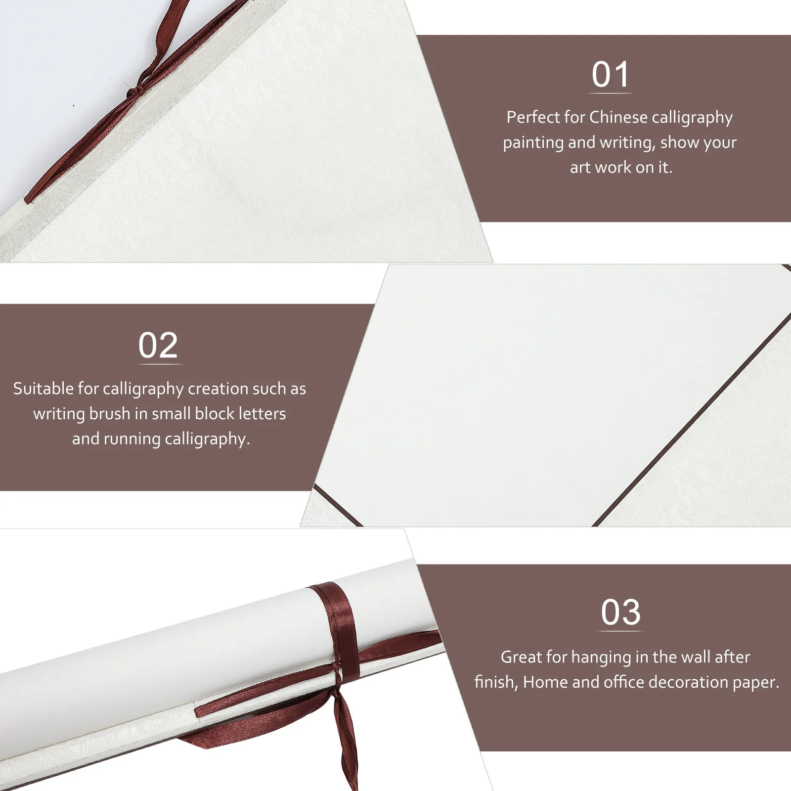 

1pc Blank Rice Paper Scroll for Calligraphy Art Chinese Drawing Wall Decoration Mounting Scroll Durable Writing Crafting Kids