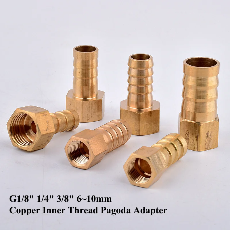 

G1/8" 1/4" 3/8" - 6~10mm Brass Connector Female Thread Pagoda Copper Joint Aquarium Garden Irrigation Water Pump Hose Fittings