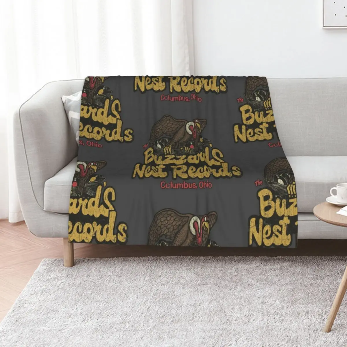 

Buzzard's Nest Records 1976 Throw Blanket Plaid on the sofa Bed Fashionable Soft Beds Weighted Blankets