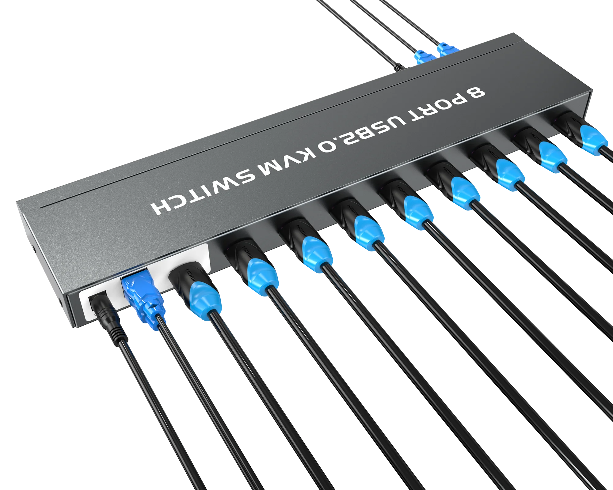 8 Port KVM Switches HDMI 4K30Hz + Cables (upgraded 2in1),  1U Rack Mount HDMI KVM Switch 8 in 1 Out