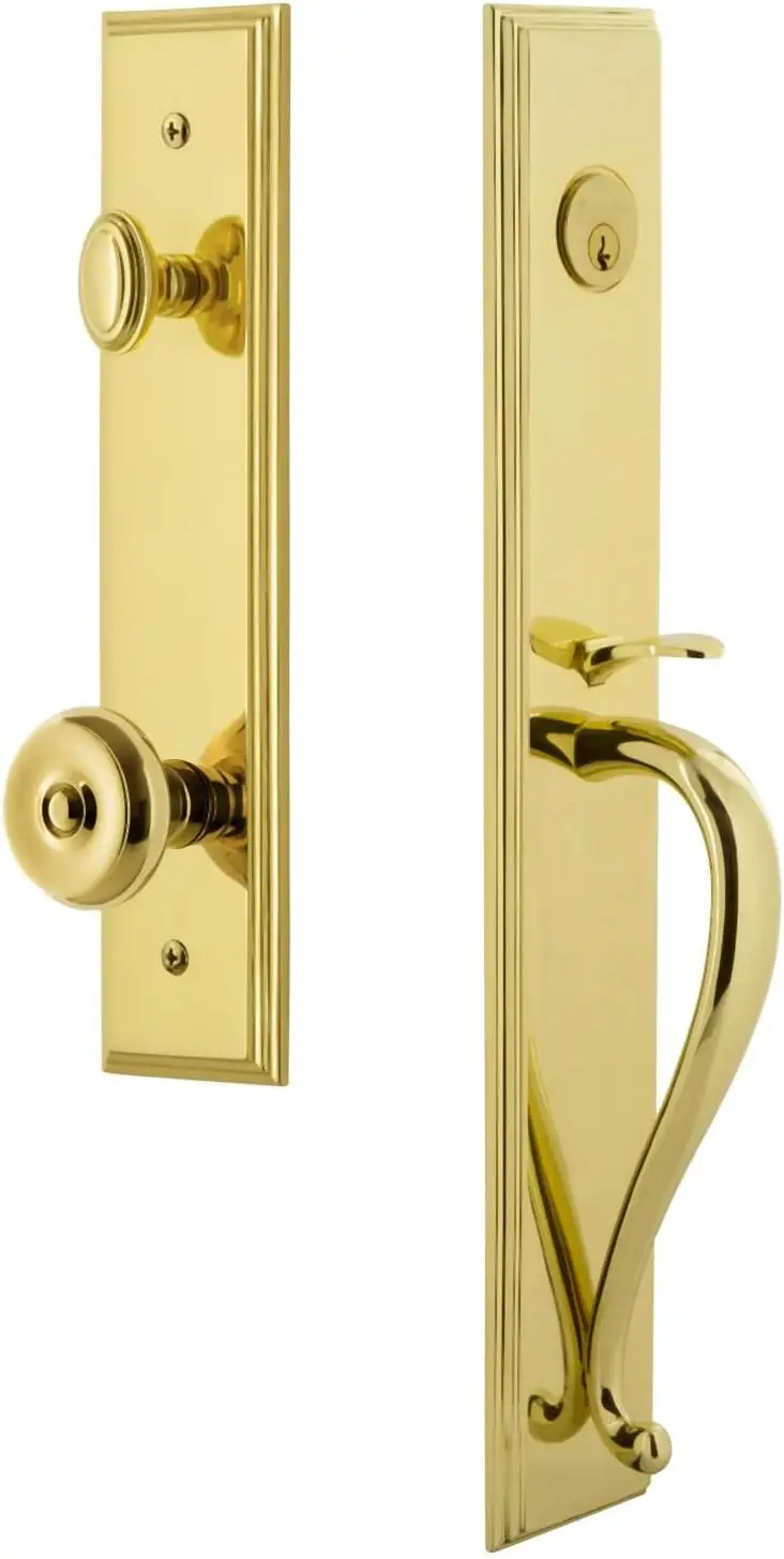 Grandeur Carbou_Eset_234_Sg Carre - Keyed Different - Solid Brass Full Plate Single Cylinder Keyed Entry Handleset With Bouton