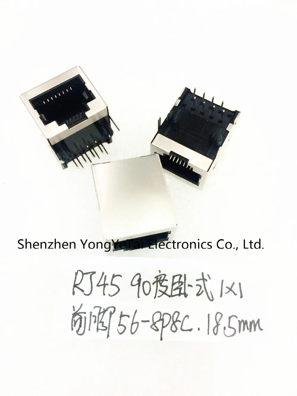 YYT 10PCS RJ45 socket 1*1 90 degree horizontal forefoot network socket  female 56-8P8C shielded 18.3m