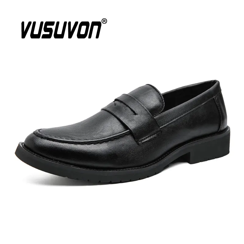 

Fashion Men Penny Loafers Shoes Breathable Split Leather 38-46 Size Boys Black Soft Outdoor Casual Autumn Mules Dress Flats