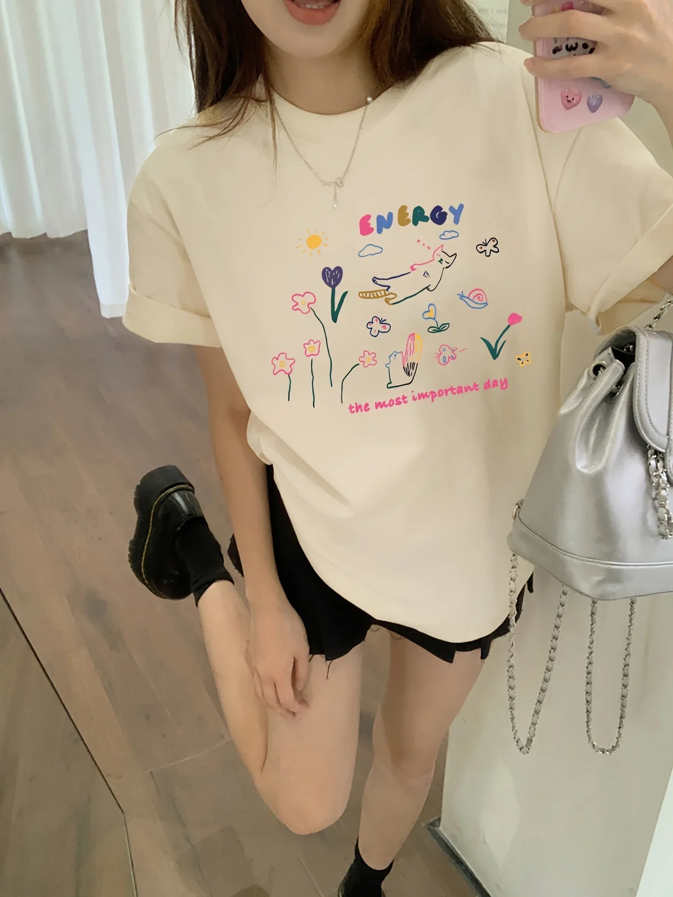 Cartoon Print Rundhals T Shirt Casual Frauen Print Kurzarm Vielseitig Sommer Top T Grafik T Shirts Sommer Streetwear Y2K
