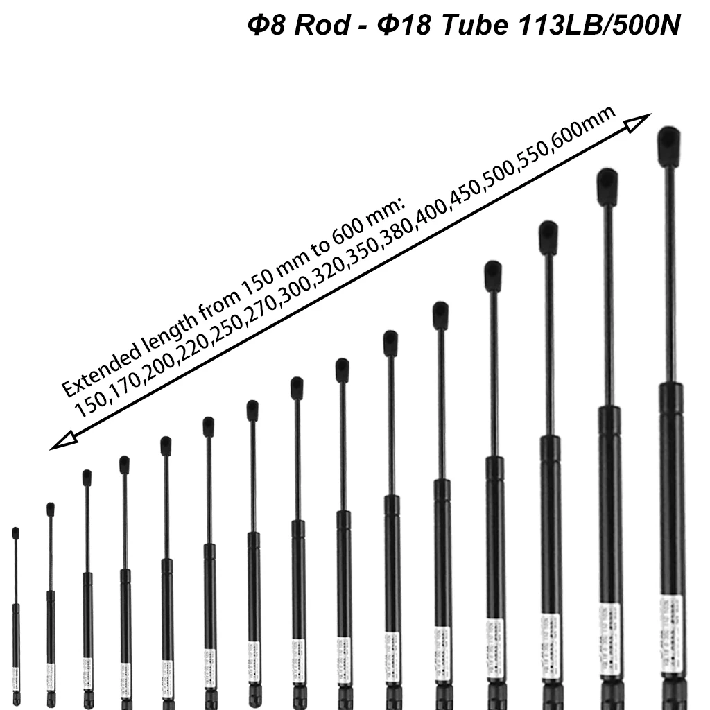 1PC 500N/113LB 150-600mm Universal Gas Strut Ball Socket Lift Support Car Hood and Hatch Lift Trunk Camper Shell DIY Tool Box