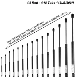 1PC 500N/113LB 150-600mm Universal Gas Strut Ball Socket Lift Support Car Hood and Hatch Lift Trunk Camper Shell DIY Tool Box