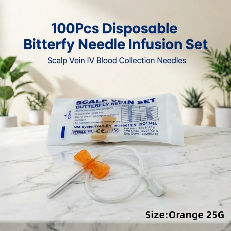 100Pcs Disposable Butterfly Needle Infusion Set Scalp Vein IV Blood Collection Needles Personal Care