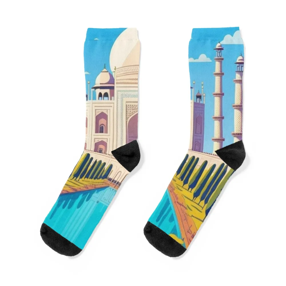 Taj Mahal Socks colored winter kawaii fashionable Socks Women Men's