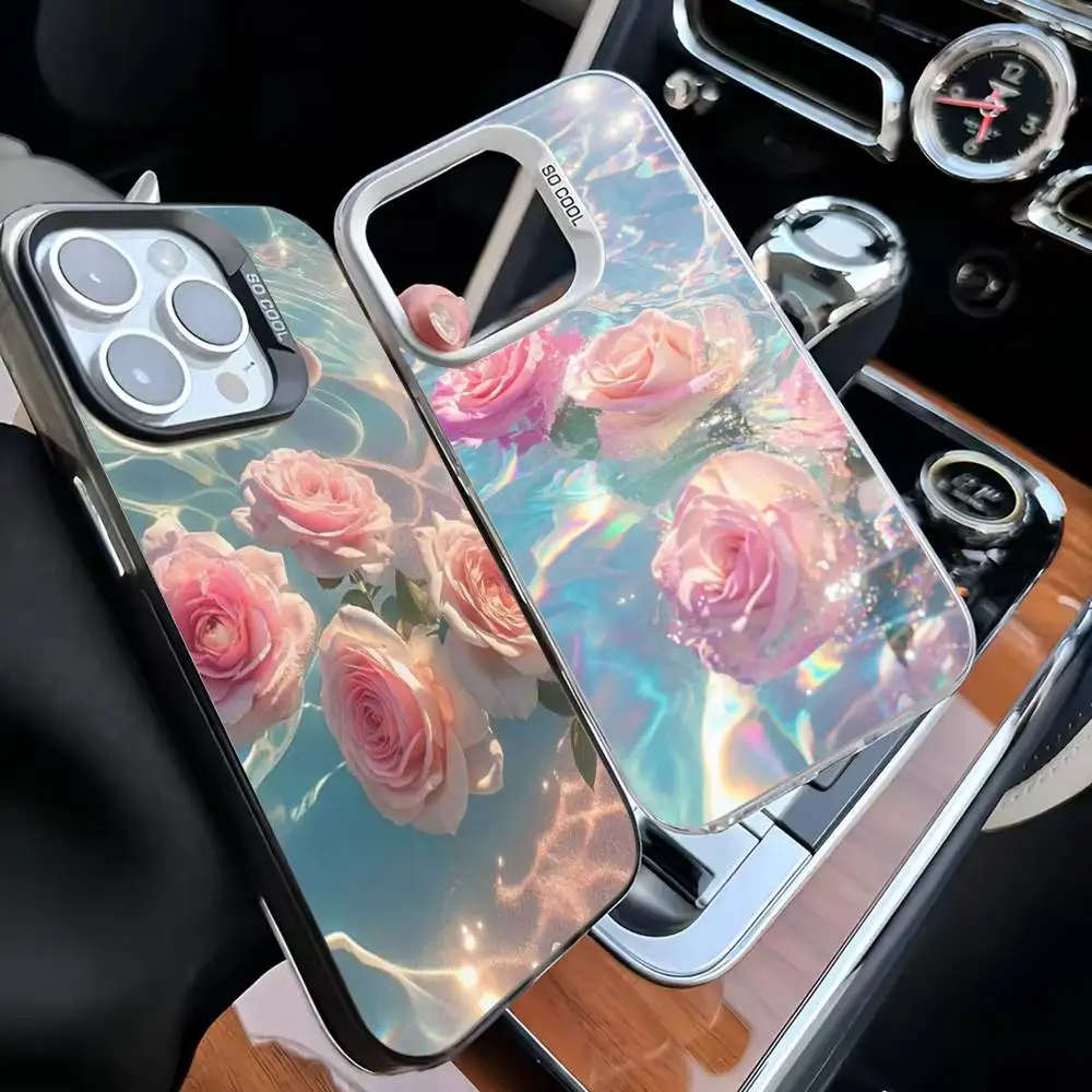 

Pink Rose In Water Phone Case For iPhone 16,15,14,13,12,11,Mini,Pro,MAX White Matte Shockproof Cover