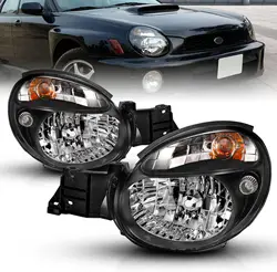 Sulinso 2PCS  for 2002-2003 Subaru Impreza Crystal Black Replacement Headlights Pair - Passenger and Driver Side