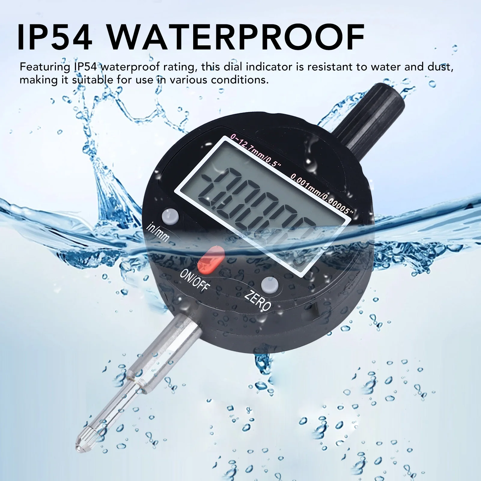 

Digital Indicator 0.001mm 0.00005in Range IP54 Easy To Record 0‑12.7mm Indicator Probe for Industrial Use