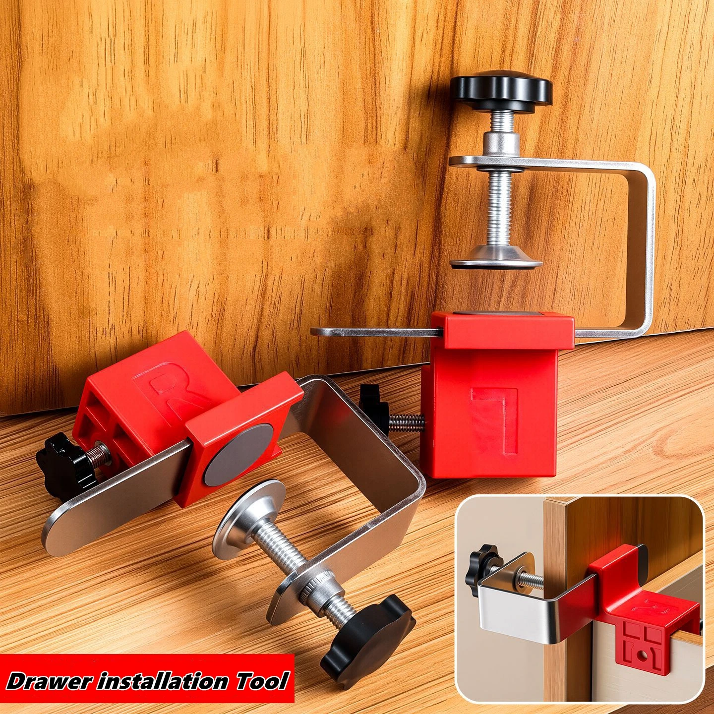 For Furniture Large Panel Mounting Auxiliary Tool Jig Adjustable Drawer Fixing Clip High Drawer Panel Quick Installation Clamp