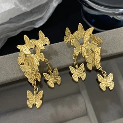 AENSOA Gold Color Lovely Butterfly Tassl Long Drop Earrings for Women Sweet Elegant Animals Dangle Earring Vintage Jewelry Gift