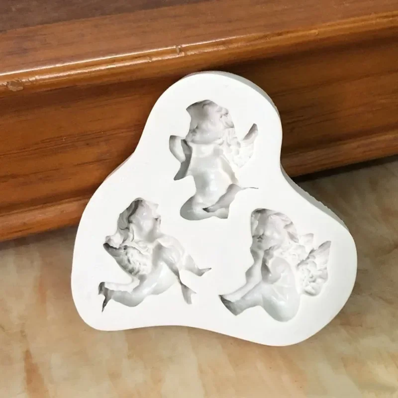 3-hole Baby Angel Shaped Silicone Mold Cake Decoration Candy Chocolate Confection Cookie Silicone Tool Candle Making Cake Mold