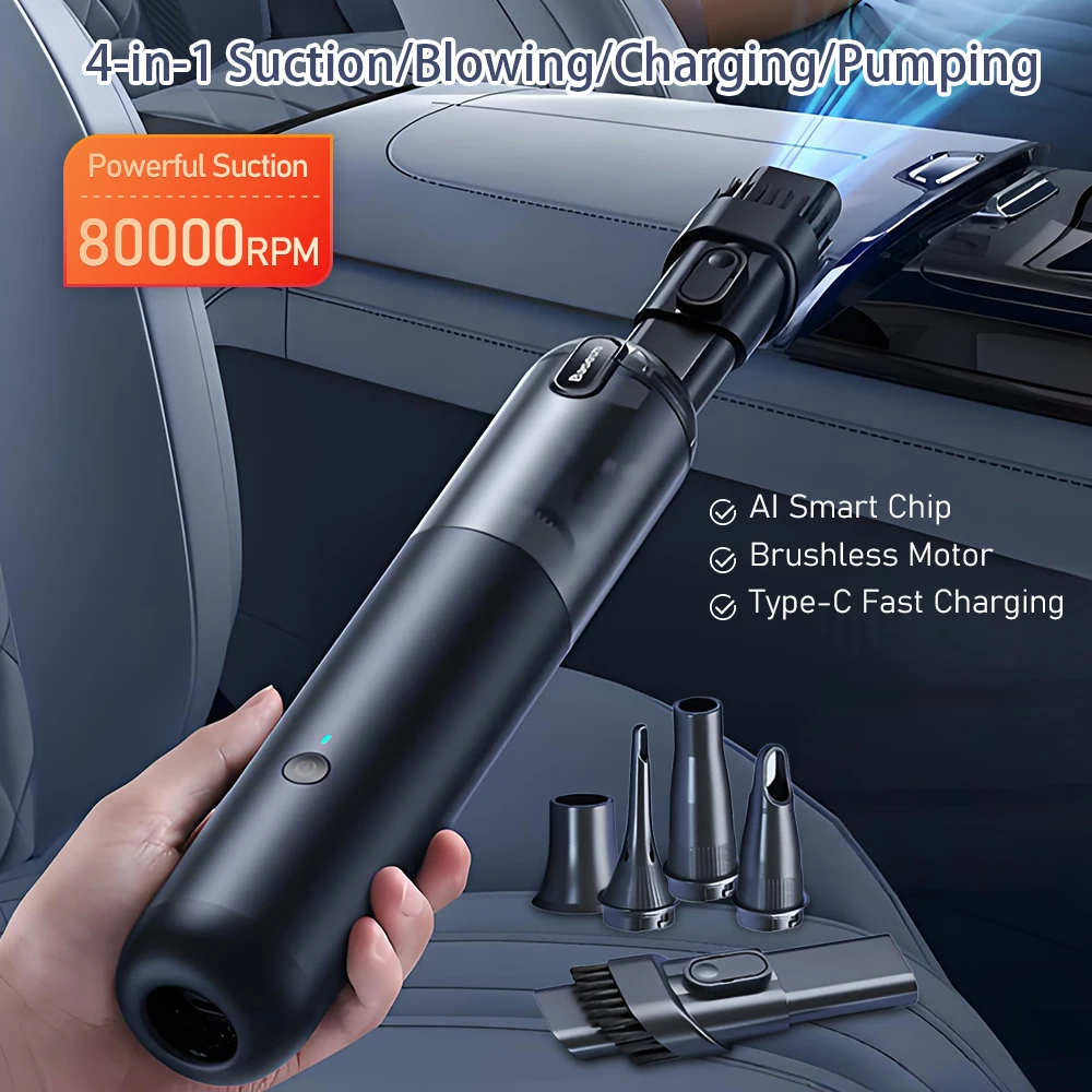 Aspirapolvere per auto senza fili 4 in 1 Mini aspirapolvere portatile portatile ad aspirazione ultra forte Tipo ricaricabile Design compatto