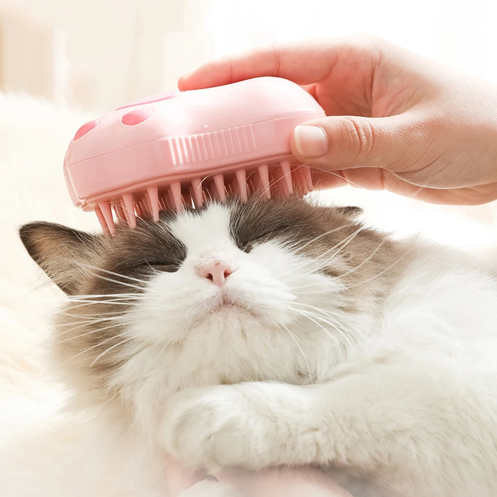 Cat Steamy Brush Dog Massage Comb Built-in Electric Water Spray Soft Silicone Pet Hair Removal Grooming Brush Cat Accessories