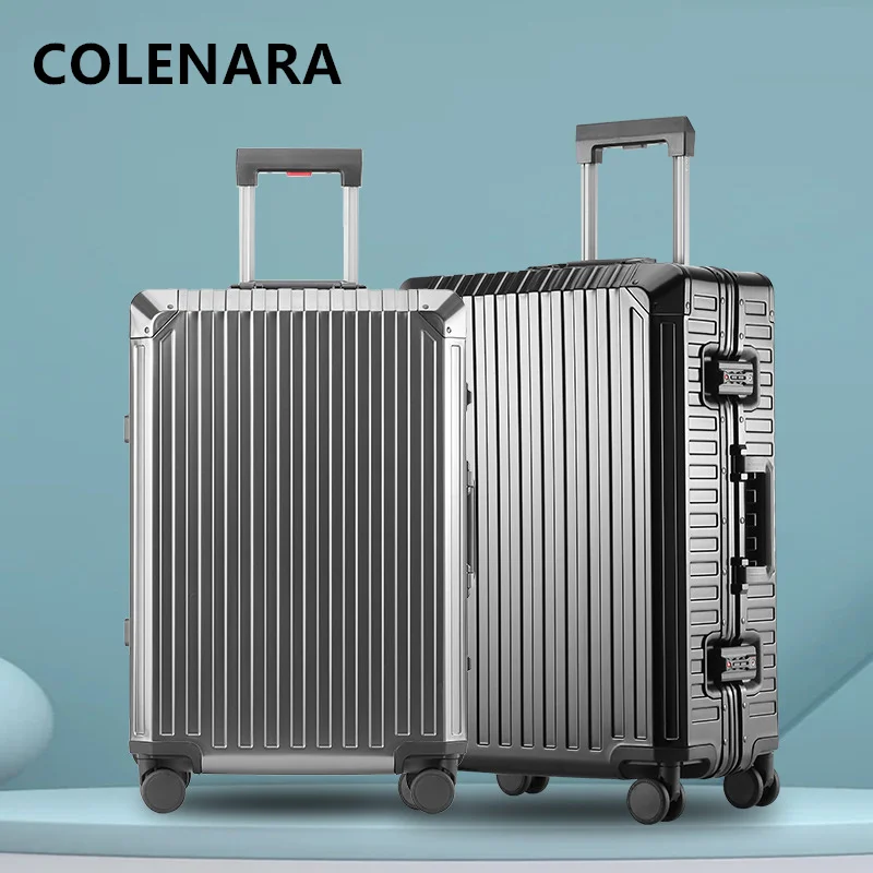 COLENARA Travel Luggage 20"24"26"28 Inch Large Capacity Trolley Case Full Aluminum Magnesium Alloy Boarding Box Rolling Suitcase