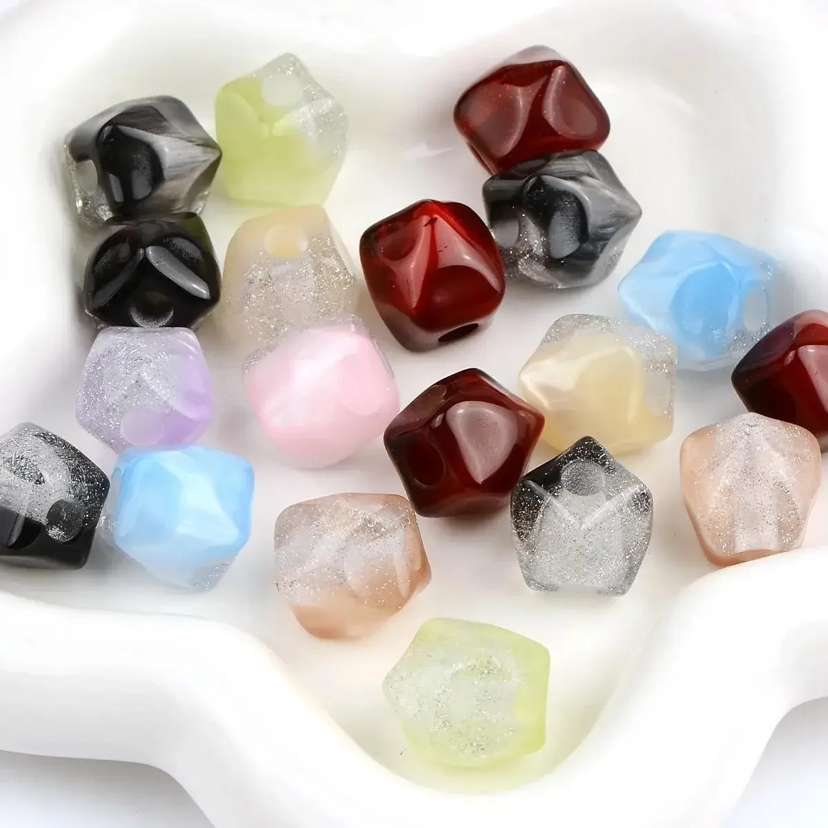 10pcs/20pcs Random Color Acrylic Beads for Jewelry Making DIY Bracelet Hair Accessories Beads & Bead Assortments