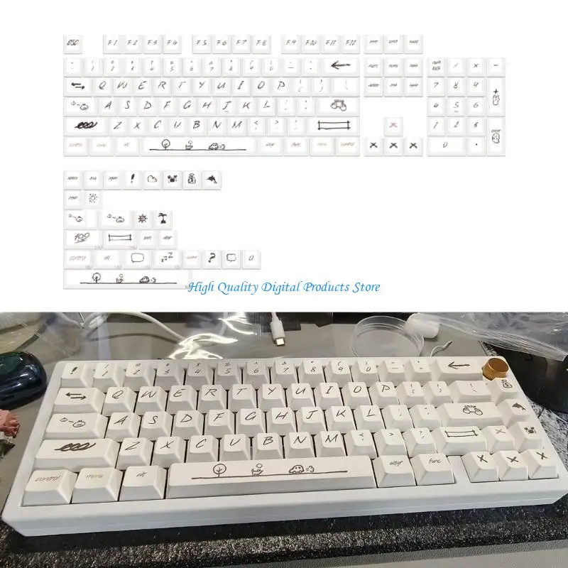 

U2JE 131 Keys/set Cherry Profile Graffiti Keycap for Mechanical Keyboard PBT Dye Subbed Caps for Cherry MX Switches