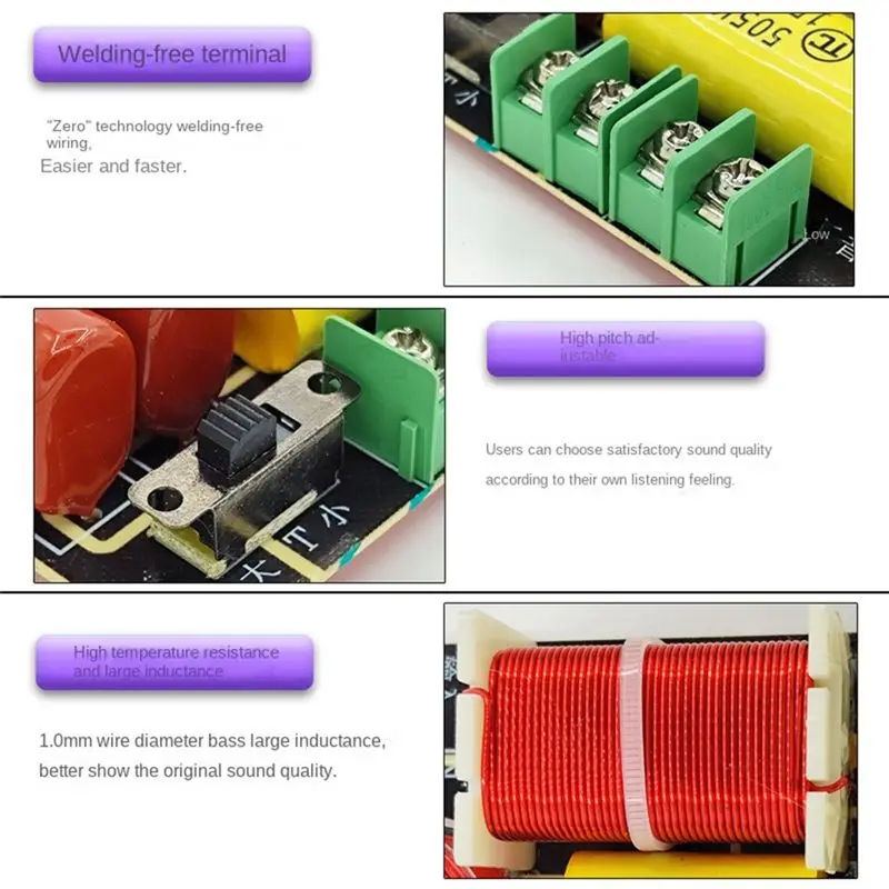 AAAE 2Pcs -250 250W 2 Way Frequency Divider Tweeter Crossover Filter DIY Speaker Filter Circuit Home Sound Theater