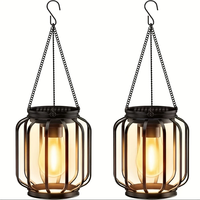 1/2pcs Solar Lantern Outdoor Light, Metal Solar Hanging Light, Brighter Hanging Solar Chandelier, Courtyard Garden Decoratiot