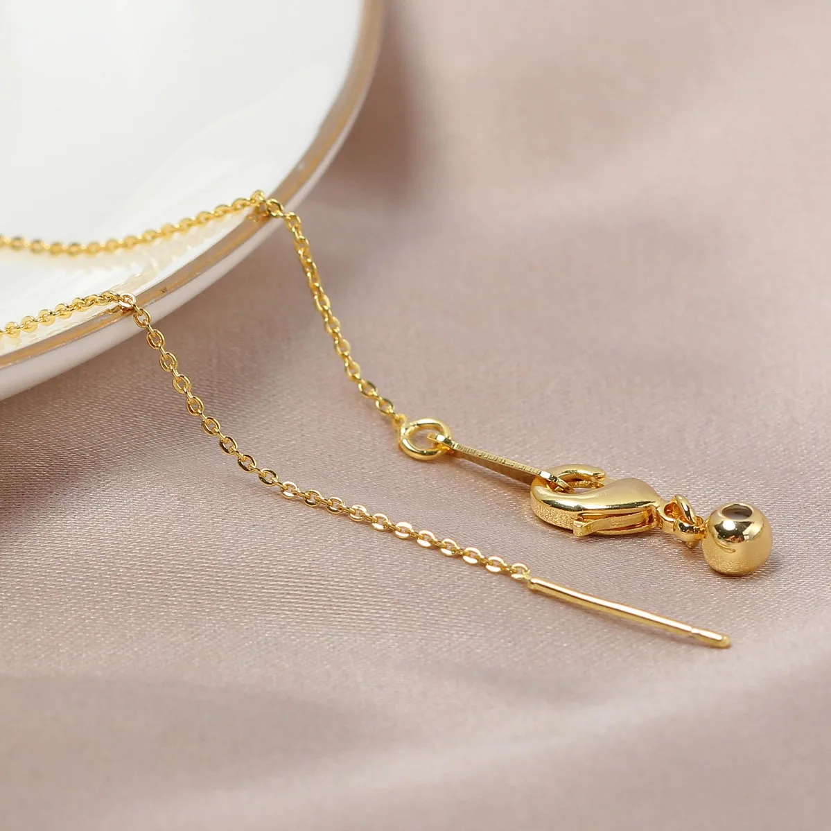 Brass 14K Gold Plated Insert Pin Chain, Color Retention Clavicle Chain, DIY Jewelry Findings For Women, Fits Luck Bead