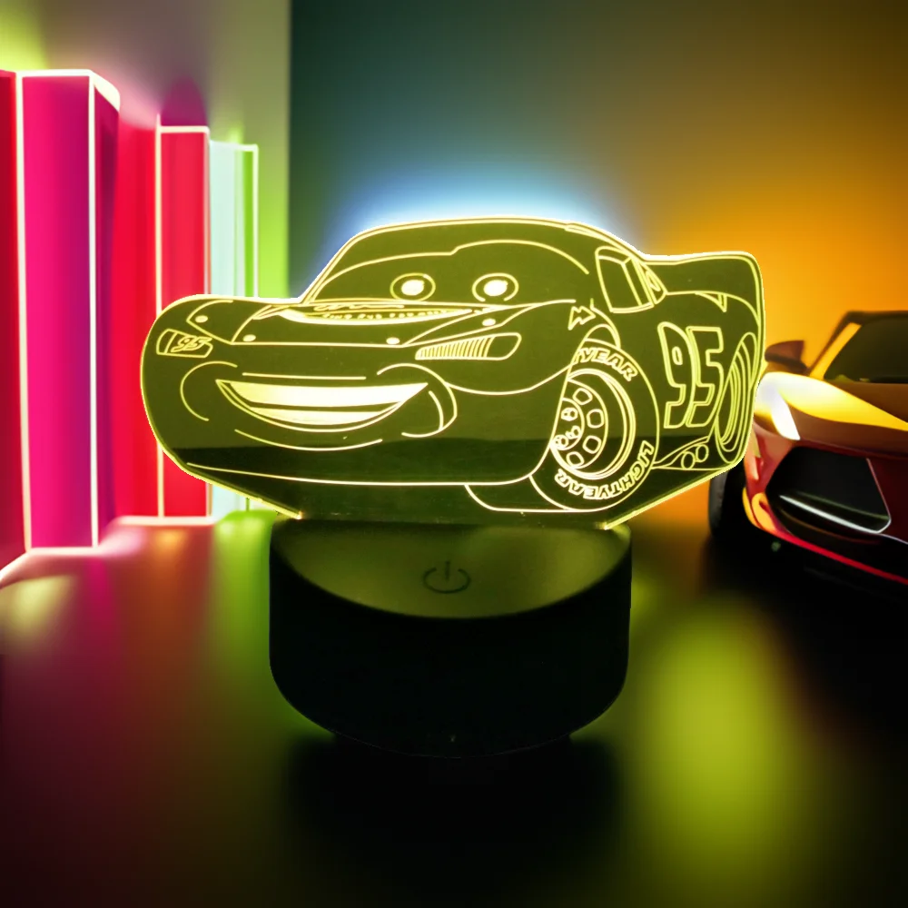 Cute Car 3D Lamp LED Night Light Kids Table Lamps Nightlight for Children's Lights Bedroom Desk Decor Birthday Christmas Gifts