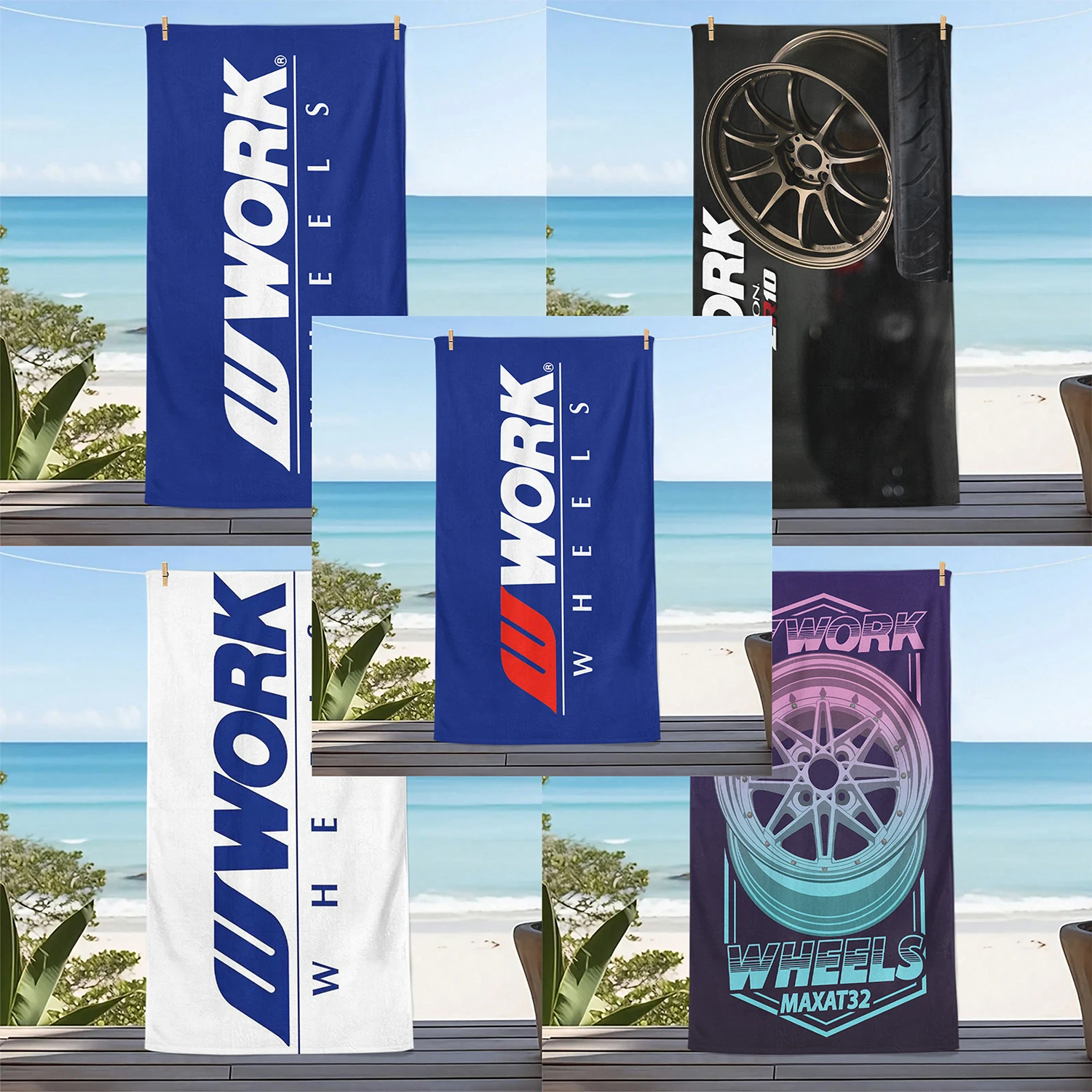 1PC Work Wheels Printed Beach Towel For Mountain Climbing Yoga Beach Swimming Running Soft Towel