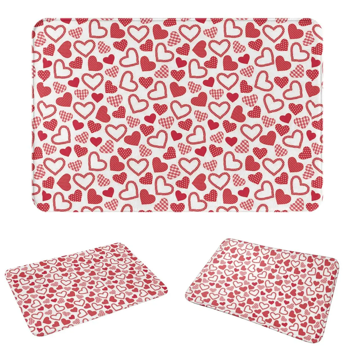 Pink Love Hearts Cute Non-slip Doormat Floor Mat Sand Scraping Carpet Rug for Kitchen Entrance Home Bathroom Footpad Mats