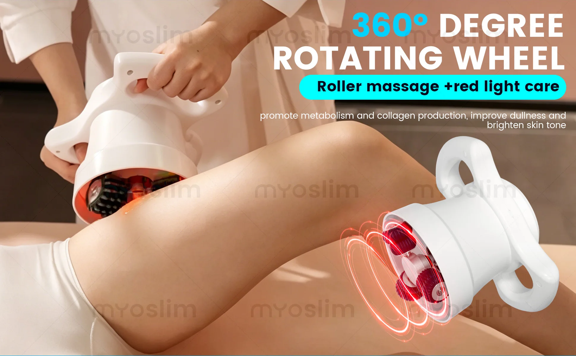 Professionelles 360-Grad-Roller-Körperformungssystem mit 6 Griffen, synchroner Massage, doppelter Rotationsrichtung und intelligentem OLED-Display – Detail 8