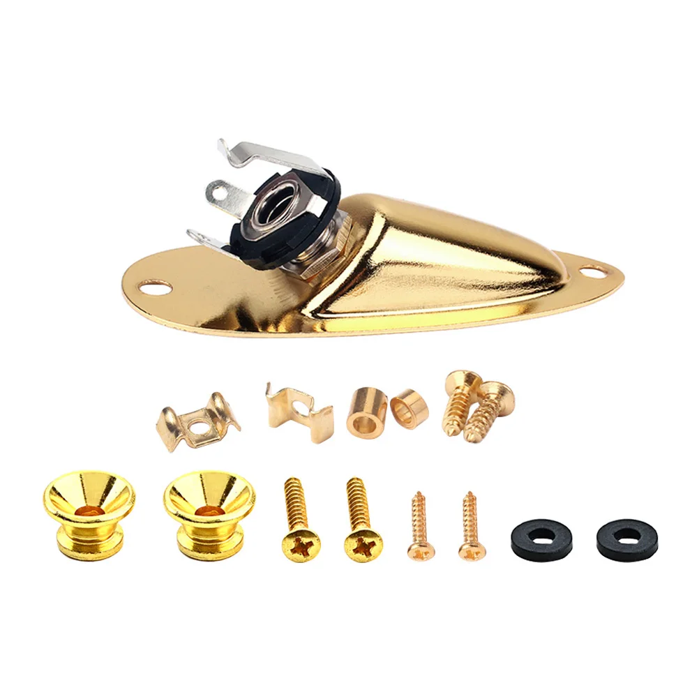

1Set Electric Guitar Strap Buckles Metal String Retainers Durable Guitar Parts Jack Socket Plate Improve Performance