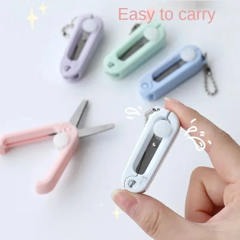 

2 шт. мини-портативные складные ножницы, эстетичный инструмент для резки бумаги в цвете Моранди с замком безопасности, лезвие из нержавеющей стали