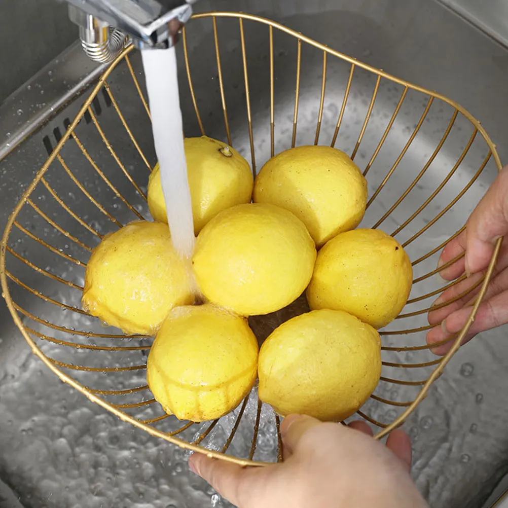 

2 Pcs Fruit Basket Iron Fruit Basket Gold Tinsel Tray Vegetable Kitchen Storage Dining Bar Utensil Set Snack Container