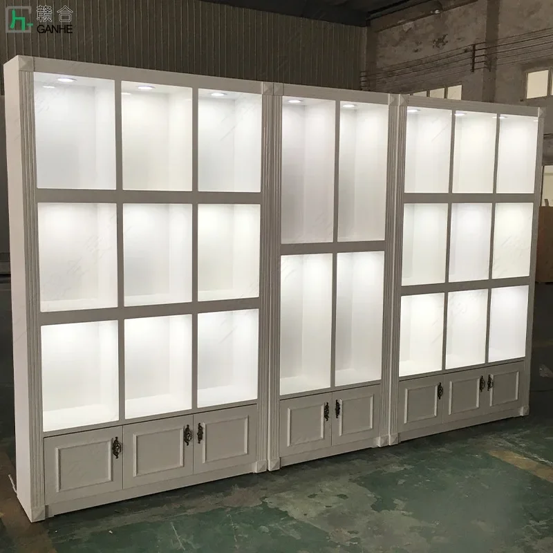 Paint High Cabinet Bag Cabinet Beauty Store Container European Nail Art Cosmetics Exhibition Cabinet Hat Shelf