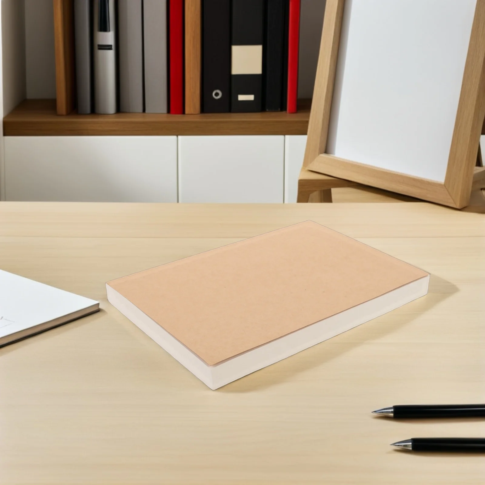 Verdicktes Rindsleder-Buch, Notizbuch, Malerei, beiges Papier, Zeichnung, Student