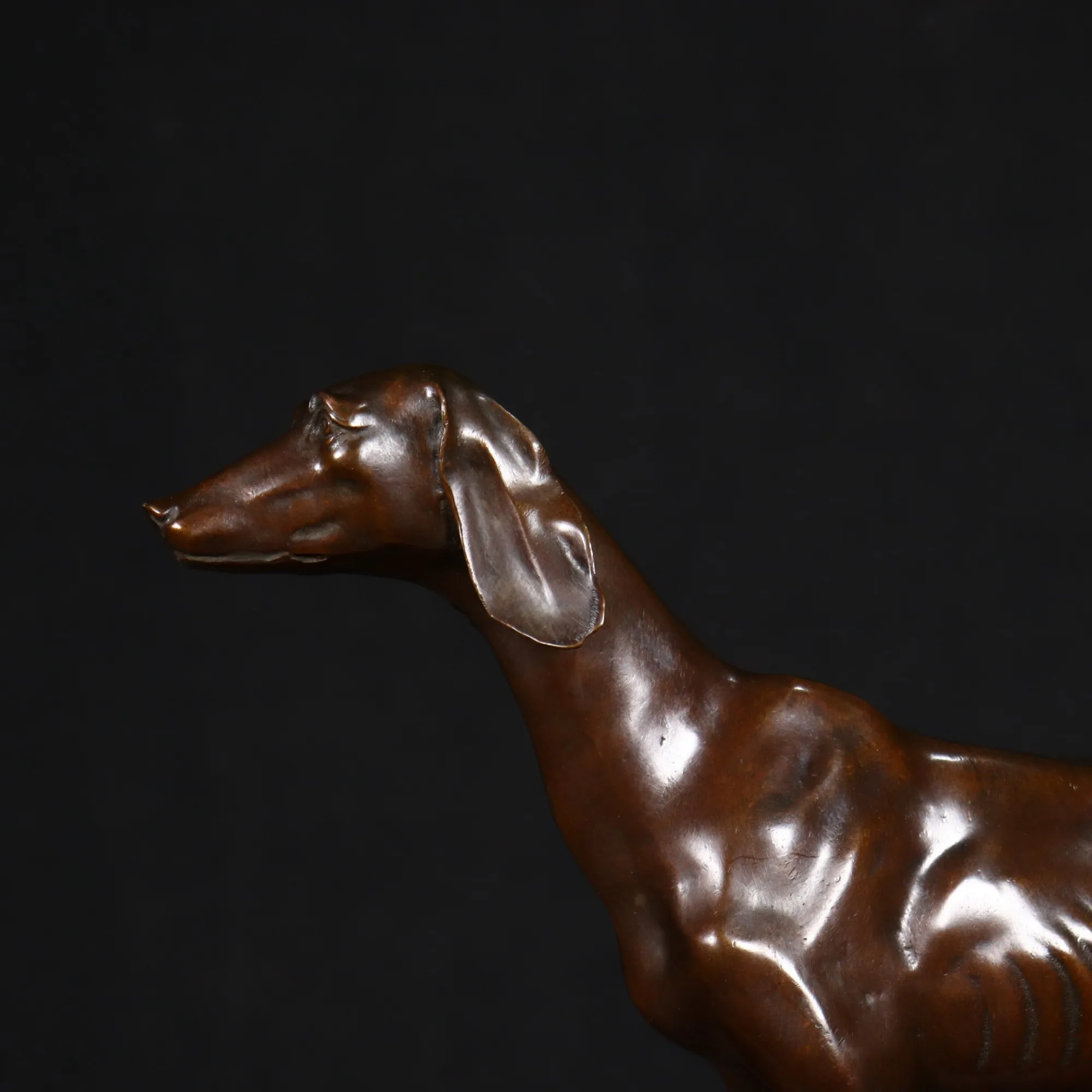 Antique-Style Pure Bronze Afghan Hound Figure - Exquisite Home Decor Pet Ornament - Desk Statue Gift