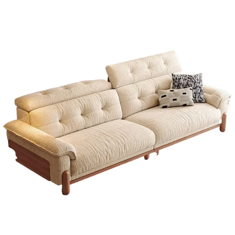 retro fabric sofa living room function small apartment removable and washable log wind adjustable head rest