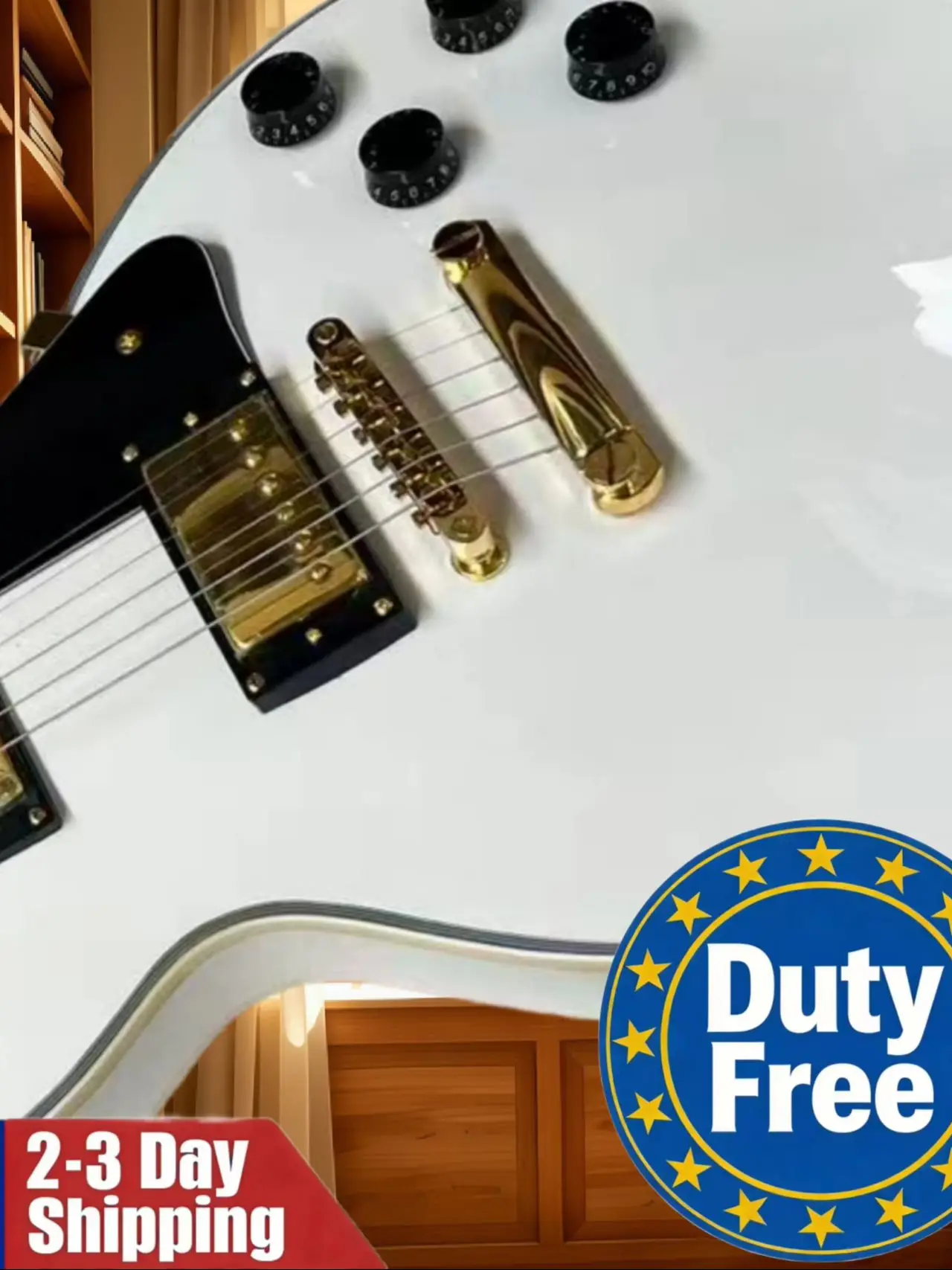 Sofort lieferbare weiße Einsteiger-Rockgitarre mit fester Brücke, HH-Tonabnehmern und Palisanderhals – Einsteiger-Saiteninstrument für Musikliebhaber